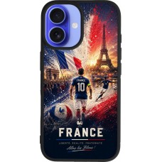 Coque iPhone 16 - Silicone rigide noir Football France splash 2026