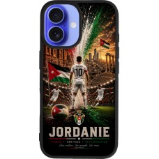 Coque iPhone 16 - Silicone rigide noir Football Jordanie splash 2026