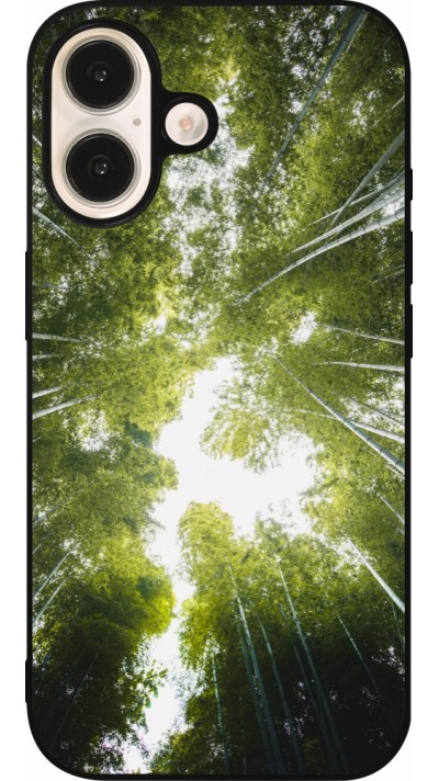 Coque iPhone 16 - Silicone rigide noir Spring 23 forest blue sky