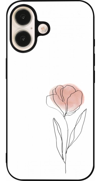 iPhone 16 Case Hülle - Silikon schwarz Spring 23 minimalist flower