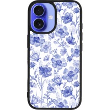 iPhone 16 Case Hülle - Silikon schwarz Spring 23 watercolor blue flowers