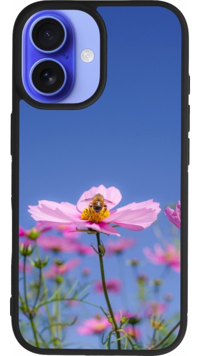 Coque iPhone 16 - Silicone rigide noir Bee on a flower 2026