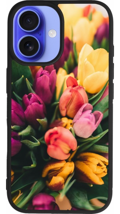 Coque iPhone 16 - Silicone rigide noir Bouquet of tulips 2026