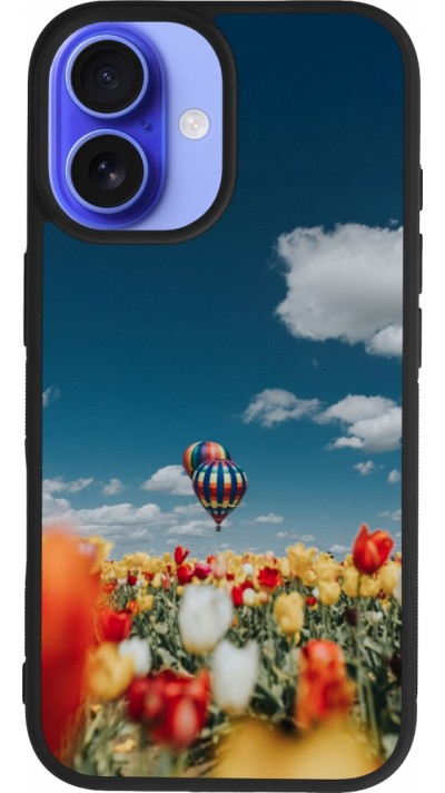 Coque iPhone 16 - Silicone rigide noir Hot air balloon 2026