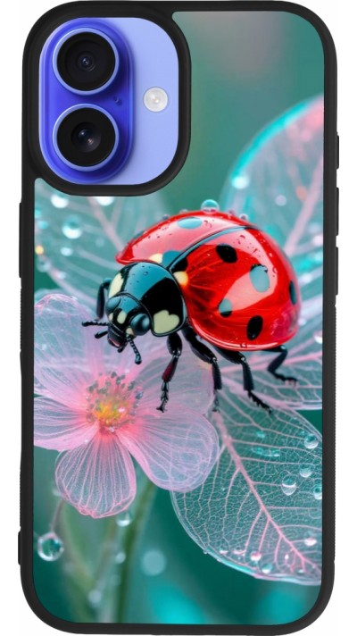 Coque iPhone 16 - Silicone rigide noir Ladybird in bloom 2026
