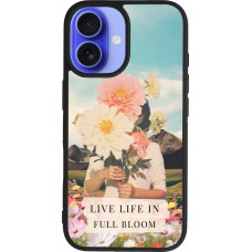 Coque iPhone 16 - Silicone rigide noir Live life in full moon 2026