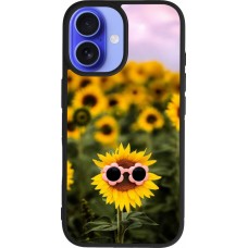 Coque iPhone 16 - Silicone rigide noir Sunflower with glasses 2026