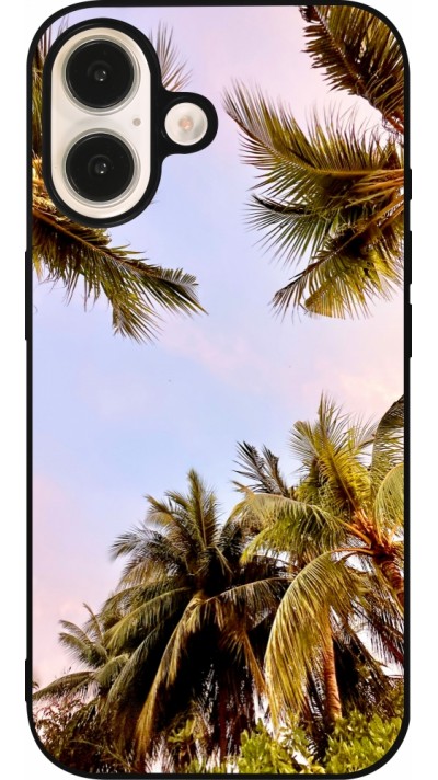 Coque iPhone 16 - Silicone rigide noir Summer 2023 palm tree vibe