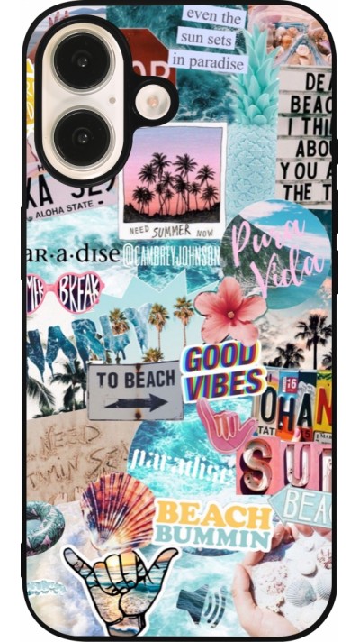 Coque iPhone 16 - Silicone rigide noir Summer 20 collage