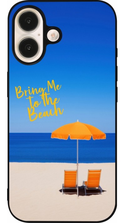 Coque iPhone 16 - Silicone rigide noir Summer 2025 Bring me to the beach