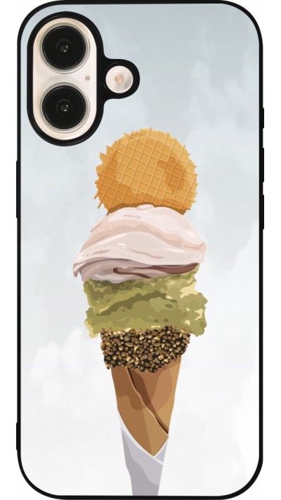 Coque iPhone 16 - Silicone rigide noir Summer 2025 Cornet