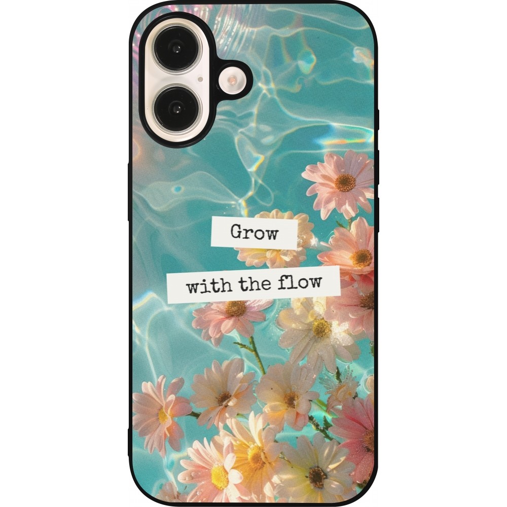iPhone 16 Case Hülle - Silikon schwarz Summer 2025 Grow with the flow
