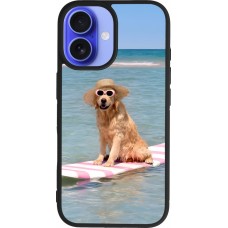 iPhone 16 Case Hülle - Silikon schwarz Summer Dog on Paddle