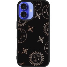 Coque iPhone 16 - Silicone rigide noir Suns and Moons
