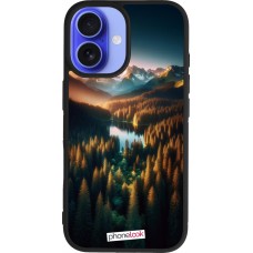 Coque iPhone 16 - Silicone rigide noir Sunset Forest Lake
