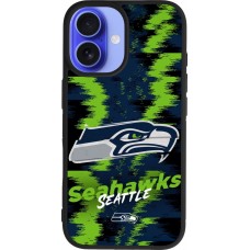 Coque iPhone 16 - Silicone rigide noir Super Bowl 26 Seattle 2