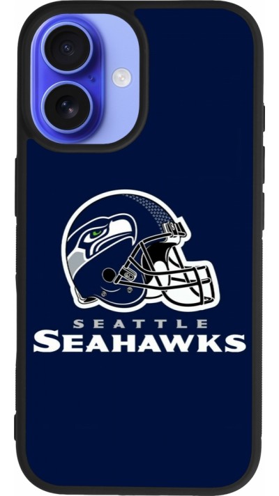 Coque iPhone 16 - Silicone rigide noir Super Bowl 26 Seattle 3