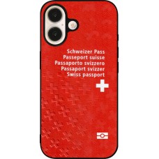 iPhone 16 Case Hülle - Silikon schwarz Swiss Passport