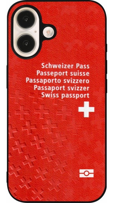 Coque iPhone 16 - Silicone rigide noir Swiss Passport