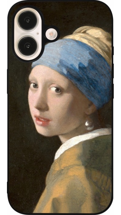 iPhone 16 Case Hülle - Silikon schwarz Kunstbild - Das Mädchen mit dem Perlenohrring - Jan Vermeer