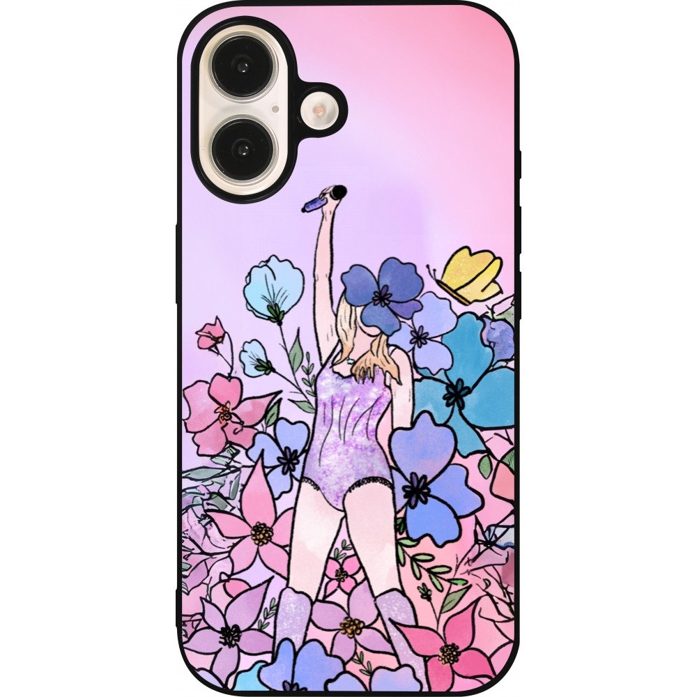 iPhone 16 Case Hülle - Silikon schwarz Taylor Swift Sketch - Pink