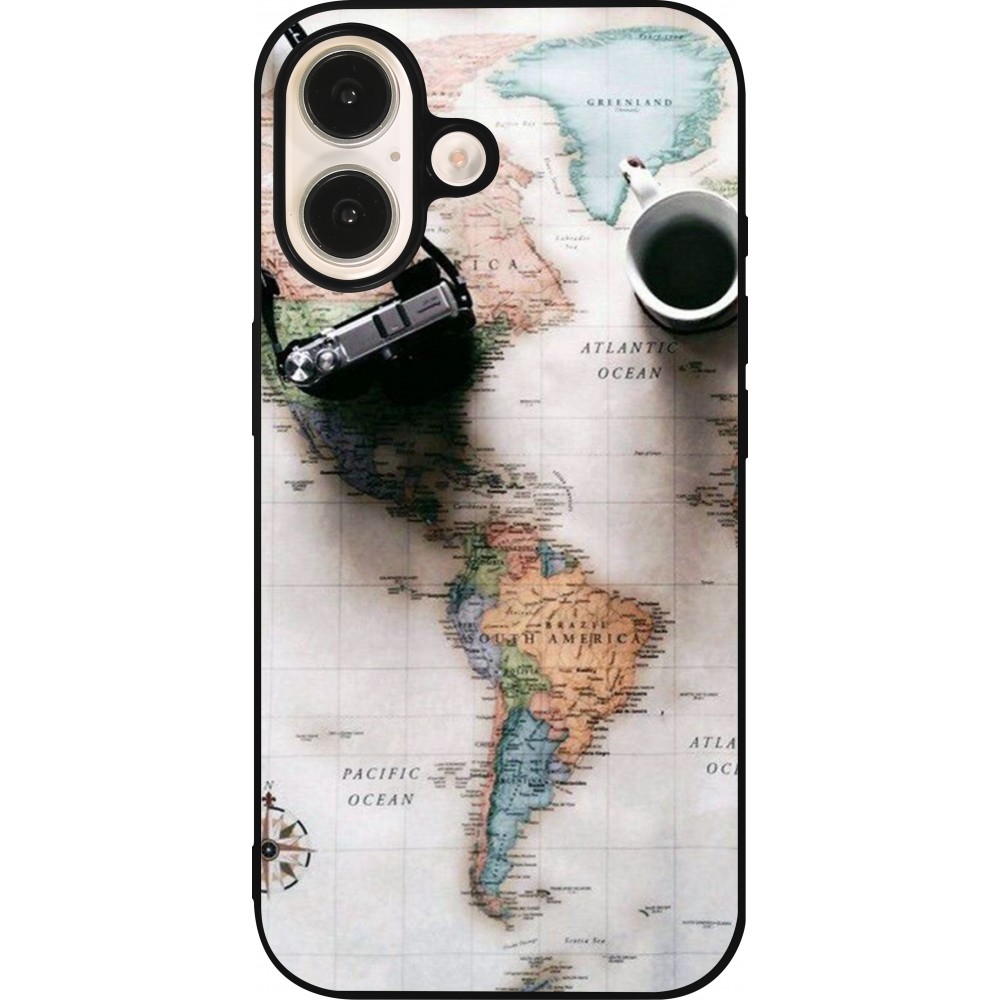 iPhone 16 Case Hülle - Silikon schwarz Travel 01