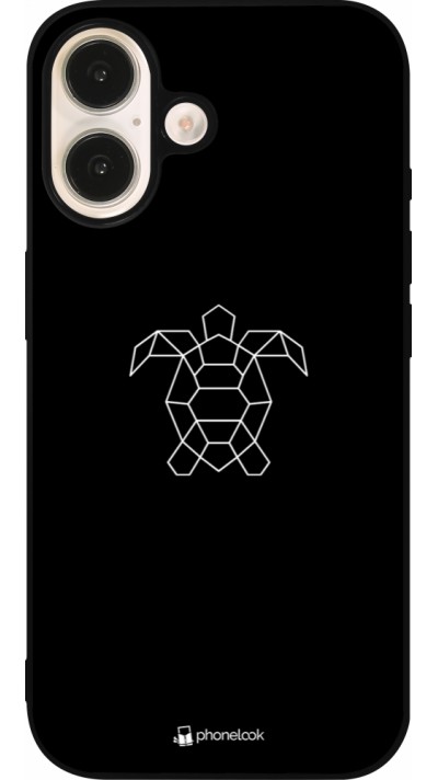 Coque iPhone 16 - Silicone rigide noir Turtles lines on black