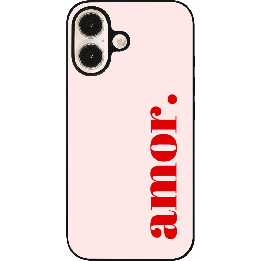 iPhone 16 Case Hülle - Silikon schwarz Valentine 2024 amor