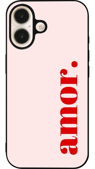 Coque iPhone 16 - Silicone rigide noir Valentine 2024 amor