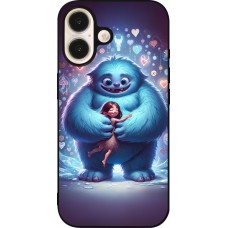 Coque iPhone 16 - Silicone rigide noir Valentine 2024 Fluffy Love