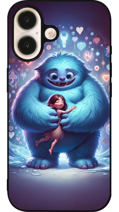Coque iPhone 16 - Silicone rigide noir Valentine 2024 Fluffy Love