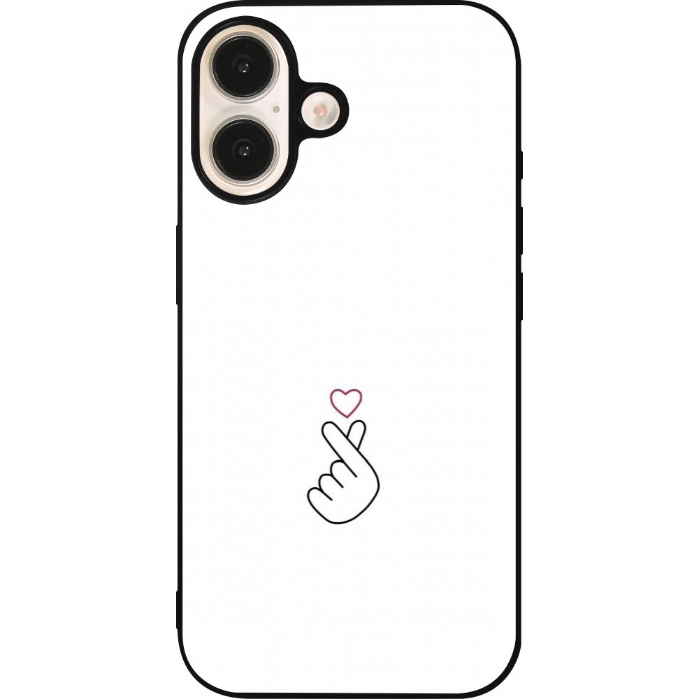 Coque iPhone 16 - Silicone rigide noir Valentine 2024 heat by Millennials