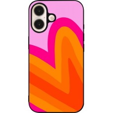 Coque iPhone 16 - Silicone rigide noir Valentine 2024 heart gradient