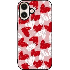 Coque iPhone 16 - Silicone rigide noir Valentine 2024 with love heart