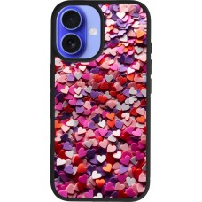 Coque iPhone 16 - Silicone rigide noir Valentine 2025 Confetti