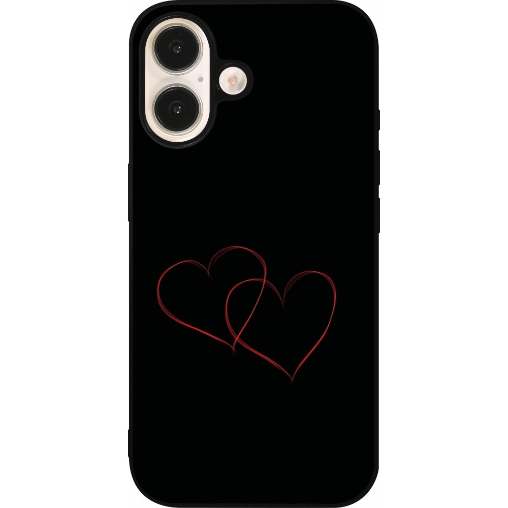 Coque iPhone 16 - Silicone rigide noir Valentine 2023 attached heart