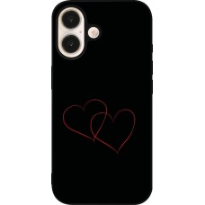 Coque iPhone 16 - Silicone rigide noir Valentine 2023 attached heart