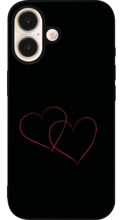 Coque iPhone 16 - Silicone rigide noir Valentine 2023 attached heart