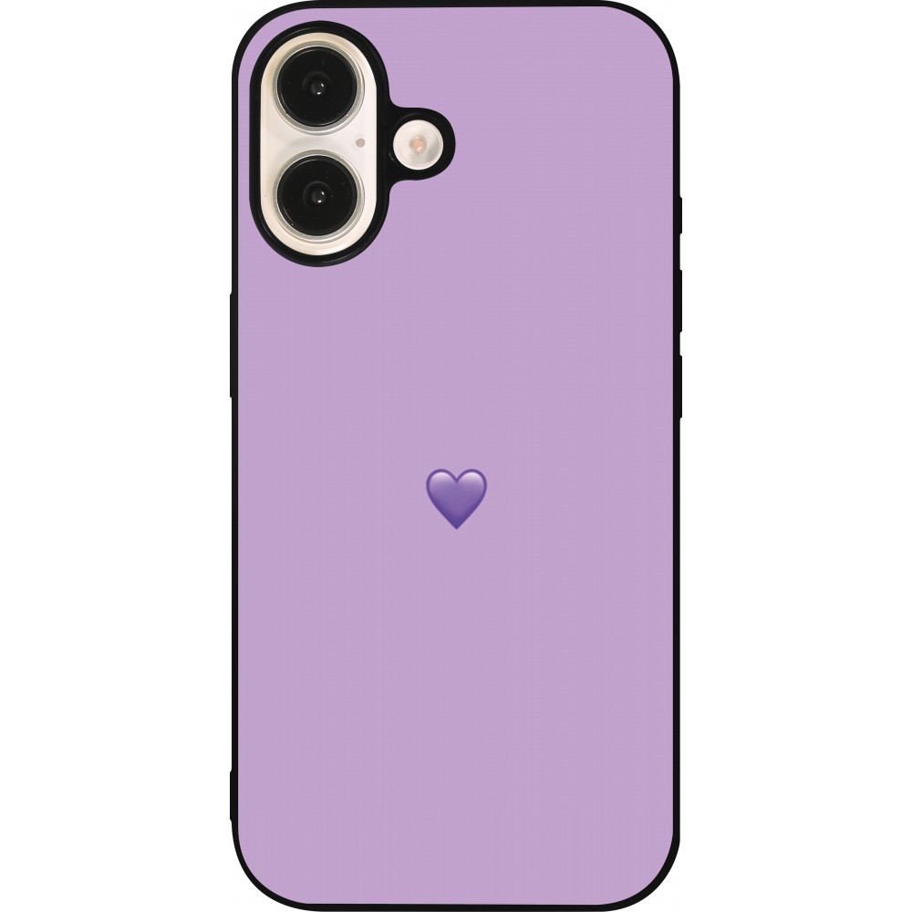 iPhone 16 Case Hülle - Silikon schwarz Valentine 2023 purpule single heart