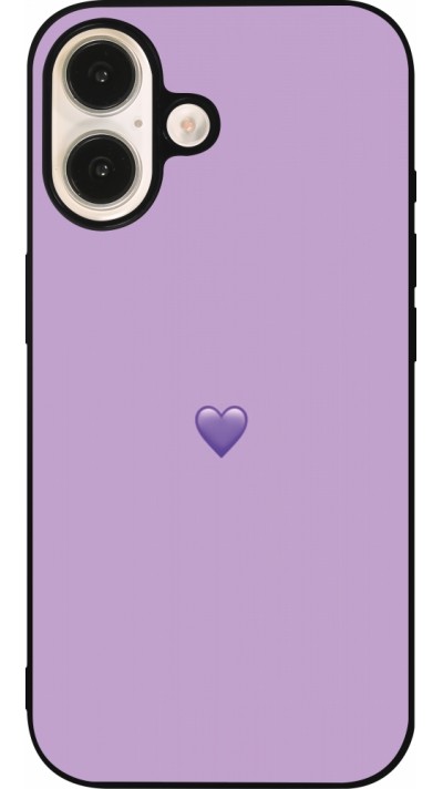 Coque iPhone 16 - Silicone rigide noir Valentine 2023 purpule single heart Coque iPhone 16 - Silicone rigide noir Valentine 2023 purpule single heart