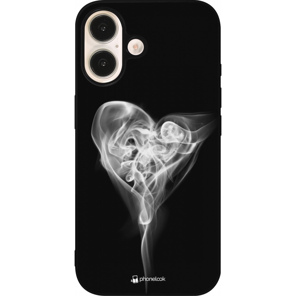 Coque iPhone 16 - Silicone rigide noir Valentine 2022 Black Smoke