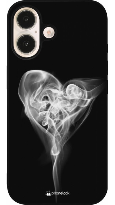 Coque iPhone 16 - Silicone rigide noir Valentine 2022 Black Smoke