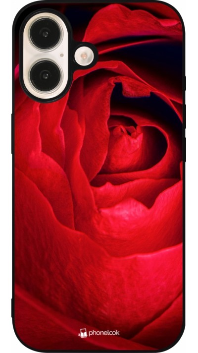 Coque iPhone 16 - Silicone rigide noir Valentine 2022 Rose