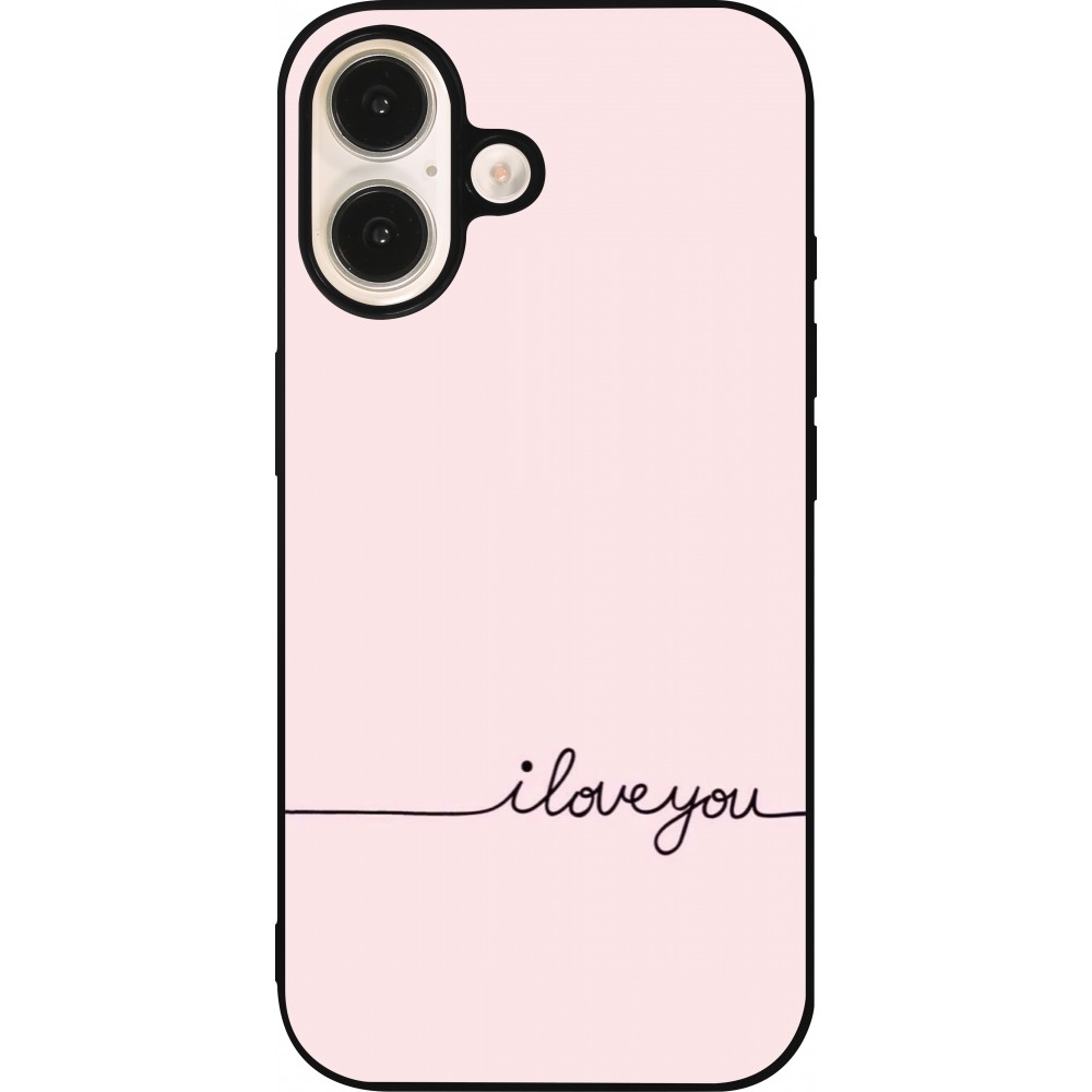 Coque iPhone 16 - Silicone rigide noir Valentine 2023 i love you writing