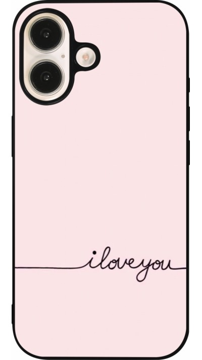 Coque iPhone 16 - Silicone rigide noir Valentine 2023 i love you writing Coque iPhone 16 - Silicone rigide noir Valentine 2023 i love you writing