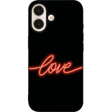 iPhone 16 Case Hülle - Silikon schwarz Valentine 2023 neon love