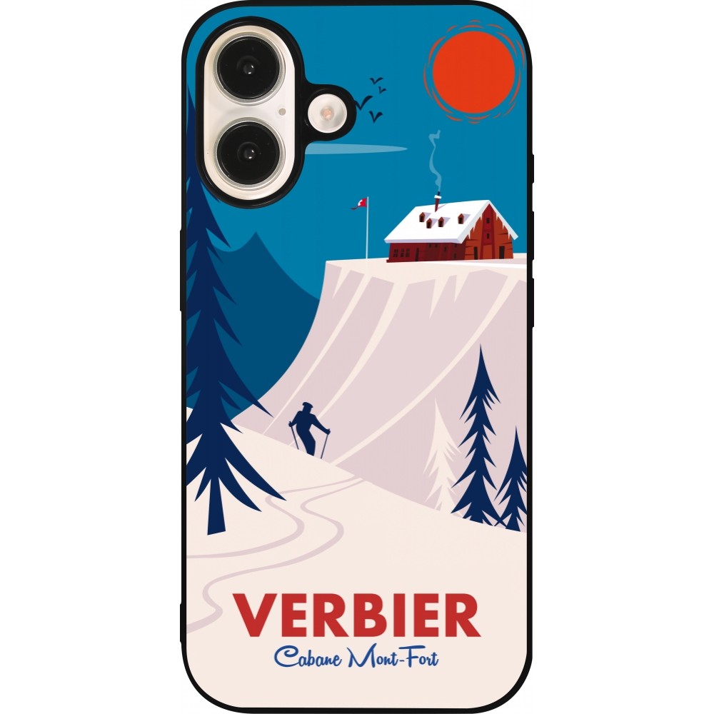iPhone 16 Case Hülle - Silikon schwarz Verbier Cabane Mont-Fort
