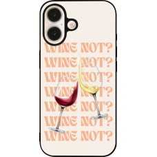 Coque iPhone 16 - Silicone rigide noir Wine not