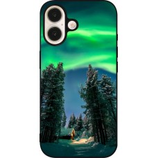 Coque iPhone 16 - Silicone rigide noir Winter 22 Northern Lights