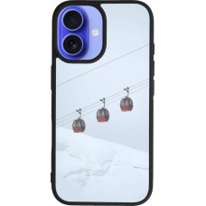 Coque iPhone 16 - Silicone rigide noir Winter 22 ski lift